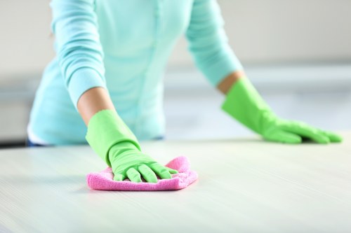 Staff member following workplace safety procedures