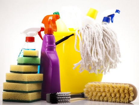 Commercial carpet cleaning equipment in a business hallway